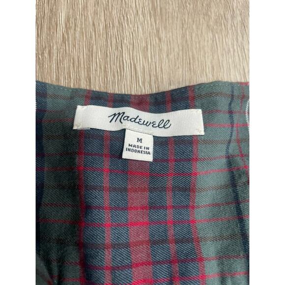Madewell V-Neck Button-Down Shirt in Pineview Plaid Long Sleeve Top Size Medium - Picture 5 of 10